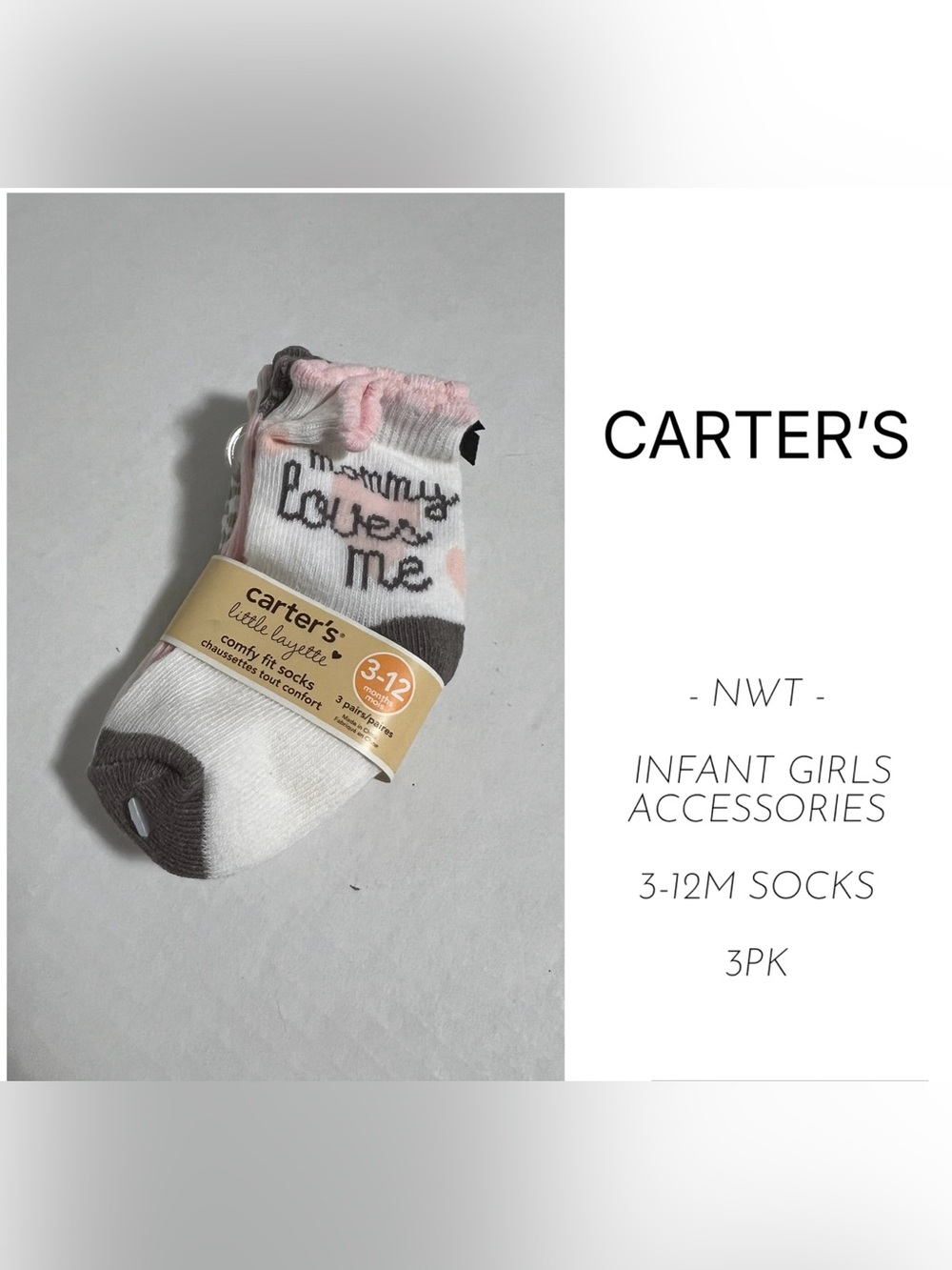CARTER’S - 3/12M - NWT - 3PK - INFANT GIRLS SOCKS